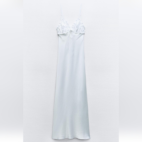 ZARA  RUFFLED SATIN EFFECT MIDI DRESS - Picture 5 of 9